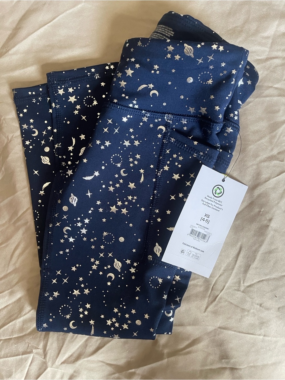 💕🔥 4/$16 Girls NWT Navy Leggings with Gold Star & Space Print